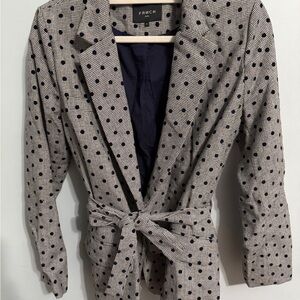 FRNCH Women's Navy and Cream Polka Dot Blazer